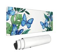 Large Gaming Mouse Pad, -39.3x19.7inchs- Butterfly Extra Large Mouse Pad with Stitched Edge, White XXL Non-Slip Waterproof Mousepad, Long Mousepad for Gamer, Office & Home Computer. LJ-1431