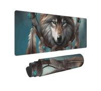 Large Gaming Mouse Pad 3D Wolf Dream Catcher Desk Mat Protector for Desktop Mousepad Waterproof Writing Pads with Anti-Slip Rubber Base Keyboard Pad for Gamer Office Home 31.5" x 12"
