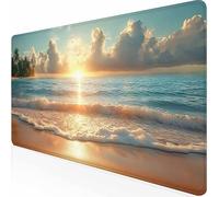 Large Gaming Mouse Pad 40 x 20 x 0.12 inch Blue Sea Mouse Mat, Gaming Keyboard Mousepad, Office Accessories with Non-Slip Rubber Base and Stitched Edges for PC, Laptop, Office, Gifts for Men -z1c0941