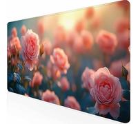 Large Gaming Mouse Pad 48x24inch Pink Flowers Mouse Mat, Gaming Keyboard Mousepad, Office Accessories with Non-Slip Rubber Base and Stitched Edges for PC, Laptop, Office, Gifts for Men -z1c09239