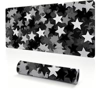 Large Gaming Mouse Pad 500x250x4mm XL Extended Desk Mat grey Star 0x0-366 | Mousepad Waterproof with Rubber Base Stitched Edges, improved precision and speed, Desk Pad Laptop for Office and Home