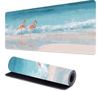 Large Gaming Mouse Pad 600 x 300 x 3mm Flamingo Extended Mouse Mat, Beach Desk Mat, Mousepad Keyboard Mats for Desk, Mousemat with Non-Slip Base and Stitched Edge, for PC, Laptop, Keyboard r-284