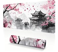 Large Gaming Mouse Pad 700x350x4mm Desk Mat Cherry blossoms 0x0-388 | Mousepad Waterproof with Rubber Base Stitched Edges, improved precision and speed, Desk Pad Laptop for Office and Home