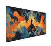 Large Gaming Mouse Pad 700x400mm Extended Mouse Mat XXL, Yellow Cloud Mouse Mat Gaming, Improves Speed Precision, Big Mousepad with Non-Slip Rubber Base and Stitched Edge, for Home/Office/Gamer P10458