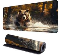Large Gaming Mouse Pad 800 x 300 x 3mm Bear Extended Mouse Mat, Water Desk Mat, Mousepad Keyboard Mats for Desk, Mousemat with Non-Slip Base and Stitched Edge, for PC, Laptop, Keyboard, Desks r-656