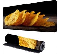 Large Gaming Mouse Pad 800 x 300 x 3mm Potato Chips Extended Mouse Mat, Yellow Desk Mat, Mousepad Keyboard Mats for Desk, Mousemat with Non-Slip Base and Stitched Edge, for PC, Laptop, Keyboard r-555