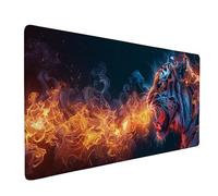 Large Gaming Mouse Pad 900 X 300 X 3 MM, Red Mouse Mat Tiger Desk Mat with Anti-Slip Rubber Base and Stitched Edges Mousepad Waterproof Desk Accessories for Keyboard Home Office Gaming -ly2505JA