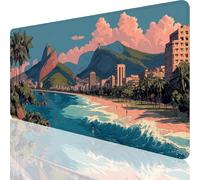 Large Gaming Mouse Pad 900 x 400 x 3MM,Landscape Mouse Mat with Anti-Slip Rubber Base,Waterproof Desk Mat Small Town Pattern with Stitched Edge,Gaming Accessories for Lmprove Accuracy and Speed,o-370