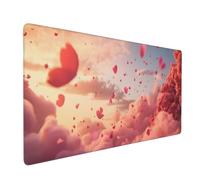 Large Gaming Mouse Pad 900x400mm Extended Mouse Mat XXL, Red Flower Mouse Mat Gaming, Improves Speed Precision, Big Mousepad with Non-Slip Rubber Base and Stitched Edge, for Home/Office/Gamer P15647