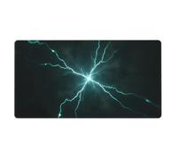 Large Gaming Mouse Pad, Abstract Teal Lightning Print Desk Keyboard Pad, Non-Slip Desk Mat for Desktop Keyboard and Mouse, Mousepad for Office Home Accessories 16x29.5
