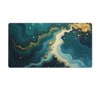 Large Gaming Mouse Pad, Abstract Teal Pattern-A Print Desk Keyboard Pad, Non-Slip Desk Mat for Desktop Keyboard and Mouse, Mousepad for Office Home Accessories 16x29.5