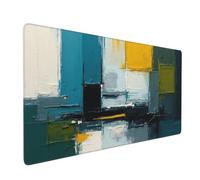 Large Gaming Mouse Pad, Abstract Teal Pattern-B Print Desk Keyboard Pad, Non-Slip Desk Mat for Desktop Keyboard and Mouse, Mousepad for Office Home Accessories 16x35.5