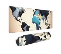 Large Gaming Mouse Pad Abstract World Map Desk Mat Protector for Desktop Mousepad Waterproof Writing Pads with Anti-Slip Rubber Base Keyboard Pad for Gamer Office Home 31.5" x 12"