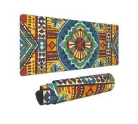 Large Gaming Mouse Pad African Style Textile Pattern Desk Mat Protector for Desktop Mousepad Waterproof Writing Pads with Anti-Slip Rubber Base Keyboard Pad for Gamer Office Home 31.5" x 12"