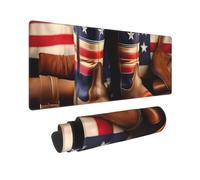 Large Gaming Mouse Pad American Flag with Cowboy Boots Desk Mat Protector for Desktop Mousepad Waterproof Writing Pads with Anti-Slip Rubber Base Keyboard Pad for Gamer Office Home 31.5" x 12"