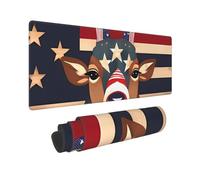 Large Gaming Mouse Pad Americana Flag Deer Desk Mat Protector for Desktop Mousepad Waterproof Writing Pads with Anti-Slip Rubber Base Keyboard Pad for Gamer Office Home 31.5" x 12"