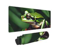 Large Gaming Mouse Pad Animal Frog Green Leaf Leaves Desk Mat Protector for Desktop Mousepad Waterproof Writing Pads with Anti-Slip Rubber Base Keyboard Pad for Gamer Office Home 31.5" x 12"