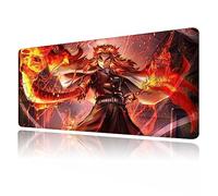 Large Gaming Mouse Pad Anime Demon Slayer Rengoku Sword Custom Desk Pad,Big Mousepad with Non-Slip Rubber Base and Stitched Edges Mouse Mat,Washable Desk Mat for Work,Game,Office,Home,31.5X15.7 Inch