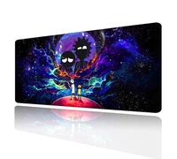 Large Gaming Mouse Pad Anime Night Sky Space Stars Custom Desk Pad,Mousepad with Non-Slip Rubber Base and Stitched Edges Mouse Mat,Portable Desk Mat for Office,Computer Work,Game,31.5X15.7