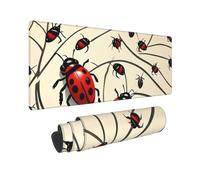 Large Gaming Mouse Pad Art Ladybug Desk Mat Protector for Desktop Mousepad Waterproof Writing Pads with Anti-Slip Rubber Base Keyboard Pad for Gamer Office Home 31.5" x 12"