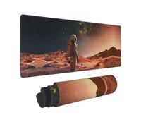 Large Gaming Mouse Pad - Astronaut On Mars A Rubber Base Desk Mat, Desk Pad with Stitched Edges, Mousepad for Laptop, PC Keyboard Mouse Mat for Work Game Office 12x31.5 Inch