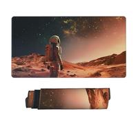 Large Gaming Mouse Pad - Astronaut On Mars A Rubber Base Desk Mat, Desk Pad with Stitched Edges, Mousepad for Laptop, PC Keyboard Mouse Mat for Work Game Office 16x29.5in