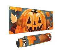 Large Gaming Mouse Pad Autumn Leaves Thanksgiving Day Pumpkin Desk Mat Protector for Desktop Mousepad Waterproof Writing Pads with Anti-Slip Rubber Base Keyboard Pad for Gamer Office Home 31.5" x 12"