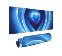 Large Gaming Mouse Pad Baby Blue Heart Desk Mat Protector for Desktop Mousepad Waterproof Writing Pads with Anti-Slip Rubber Base Keyboard Pad for Gamer Office Home 31.5" x 12"