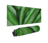 Large Gaming Mouse Pad Banana Leaf Green Desk Mat Protector for Desktop Mousepad Waterproof Writing Pads with Anti-Slip Rubber Base Keyboard Pad for Gamer Office Home 31.5" x 12"