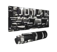 Large Gaming Mouse Pad Barber Shop Monochrome Style Desk Mat Protector for Desktop Mousepad Waterproof Writing Pads with Anti-Slip Rubber Base Keyboard Pad for Gamer Office Home 31.5" x 12"