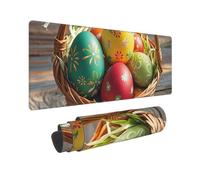 Large Gaming Mouse Pad Basket and Easter Eggs Desk Mat Protector for Desktop Mousepad Waterproof Writing Pads with Anti-Slip Rubber Base Keyboard Pad for Gamer Office Home 31.5" x 12"