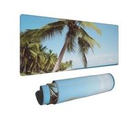 Large Gaming Mouse Pad Beach Palm Tree Desk Mat Protector for Desktop Mousepad Waterproof Writing Pads with Anti-Slip Rubber Base Keyboard Pad for Gamer Office Home 31.5" x 12"