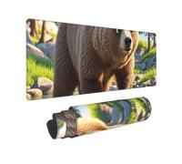 Large Gaming Mouse Pad Bear Crossing the River Desk Mat Protector for Desktop Mousepad Waterproof Writing Pads with Anti-Slip Rubber Base Keyboard Pad for Gamer Office Home 31.5" x 12"