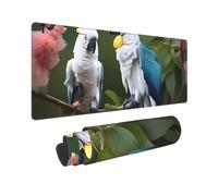 Large Gaming Mouse Pad Beautiful Cockatoo Bird Flower Desk Mat Protector for Desktop Mousepad Waterproof Writing Pads with Anti-Slip Rubber Base Keyboard Pad for Gamer Office Home 31.5" x 12"