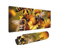 Large Gaming Mouse Pad Bee Flying 2 Desk Mat Protector for Desktop Mousepad Waterproof Writing Pads with Anti-Slip Rubber Base Keyboard Pad for Gamer Office Home 31.5" x 12"