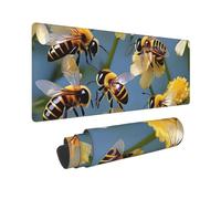 Large Gaming Mouse Pad Bee Flying 3 Desk Mat Protector for Desktop Mousepad Waterproof Writing Pads with Anti-Slip Rubber Base Keyboard Pad for Gamer Office Home 31.5" x 12"