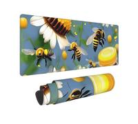 Large Gaming Mouse Pad Bee Flying Desk Mat Protector for Desktop Mousepad Waterproof Writing Pads with Anti-Slip Rubber Base Keyboard Pad for Gamer Office Home 31.5" x 12"