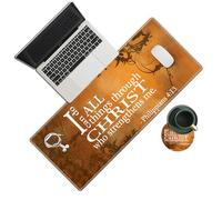 Large Gaming Mouse Pad, Bible Verse Christ Quotes Desk Pad, Big Extended Desk Mouse Mat Keyboard Pad with Stitched Edge for Laptop Computer Game Office Home Desk Decor (with Coaster & Sticker)