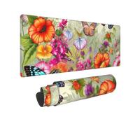 Large Gaming Mouse Pad Birds Flowers Butterfly Desk Mat Protector for Desktop Mousepad Waterproof Writing Pads with Anti-Slip Rubber Base Keyboard Pad for Gamer Office Home 31.5" x 12"