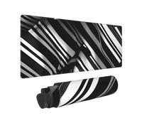 Large Gaming Mouse Pad Black and White Checkered Stripes Desk Mat Protector for Desktop Mousepad Waterproof Writing Pads with Anti-Slip Rubber Base Keyboard Pad for Gamer Office Home 31.5" x 12"