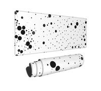 Large Gaming Mouse Pad Black and White Dot Desk Mat Protector for Desktop Mousepad Waterproof Writing Pads with Anti-Slip Rubber Base Keyboard Pad for Gamer Office Home 31.5" x 12"