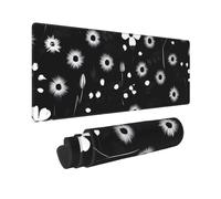 Large Gaming Mouse Pad Black and White Floral Print Desk Mat Protector for Desktop Mousepad Waterproof Writing Pads with Anti-Slip Rubber Base Keyboard Pad for Gamer Office Home 31.5" x 12"