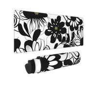 Large Gaming Mouse Pad Black and White Flowers Desk Mat Protector for Desktop Mousepad Waterproof Writing Pads with Anti-Slip Rubber Base Keyboard Pad for Gamer Office Home 31.5" x 12"
