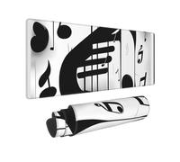 Large Gaming Mouse Pad Black and White Music Note Desk Mat Protector for Desktop Mousepad Waterproof Writing Pads with Anti-Slip Rubber Base Keyboard Pad for Gamer Office Home 31.5" x 12"