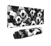 Large Gaming Mouse Pad Black and White Soccer Ball Pattern Desk Mat Protector for Desktop Mousepad Waterproof Writing Pads with Anti-Slip Rubber Base Keyboard Pad for Gamer Office Home 31.5" x 12"