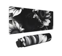 Large Gaming Mouse Pad Black and White Sunflowers Desk Mat Protector for Desktop Mousepad Waterproof Writing Pads with Anti-Slip Rubber Base Keyboard Pad for Gamer Office Home 31.5" x 12"