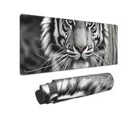 Large Gaming Mouse Pad Black and White Tiger Desk Mat Protector for Desktop Mousepad Waterproof Writing Pads with Anti-Slip Rubber Base Keyboard Pad for Gamer Office Home 31.5" x 12"