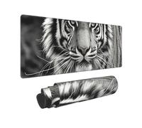 Large Gaming Mouse Pad Black and White Tiger Desk Mat Protector for Desktop Mousepad Waterproof Writing Pads with Anti-Slip Rubber Base Keyboard Pad for Gamer Office Home 31.5" x 12"