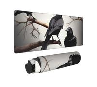 Large Gaming Mouse Pad Black Crow Birds on a Branch Desk Mat Protector for Desktop Mousepad Waterproof Writing Pads with Anti-Slip Rubber Base Keyboard Pad for Gamer Office Home 31.5" x 12"