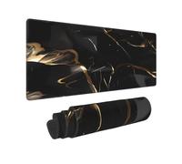 Large Gaming Mouse Pad Black Gold Marble Desk Mat Protector for Desktop Mousepad Waterproof Writing Pads with Anti-Slip Rubber Base Keyboard Pad for Gamer Office Home 31.5" x 12"